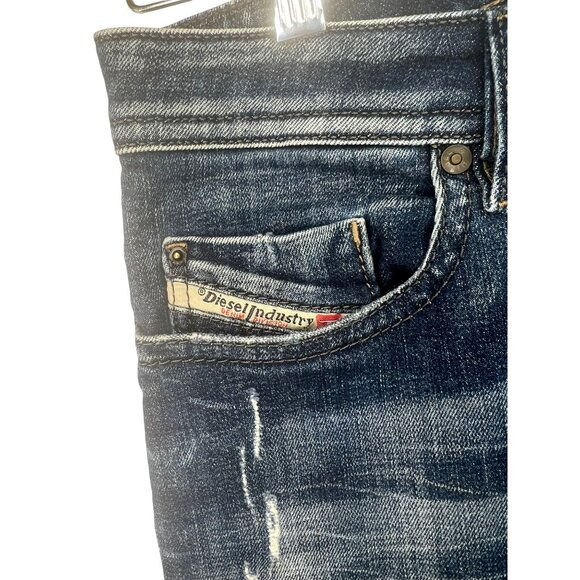 Diesel Mens Buster Regular Slim Tapered Stretch Jeans W28 L32 Blue Distressed - Picture 8 of 16